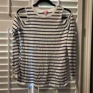 Lilly Pulitzer Black and White Striped Long Sleeve Top